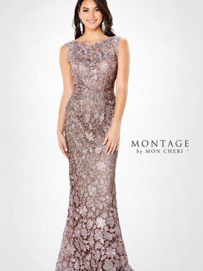 Montage by Mon Cheri 119958 Champagne Ombre Sz 6 Mother of the Bride/Groom Gown